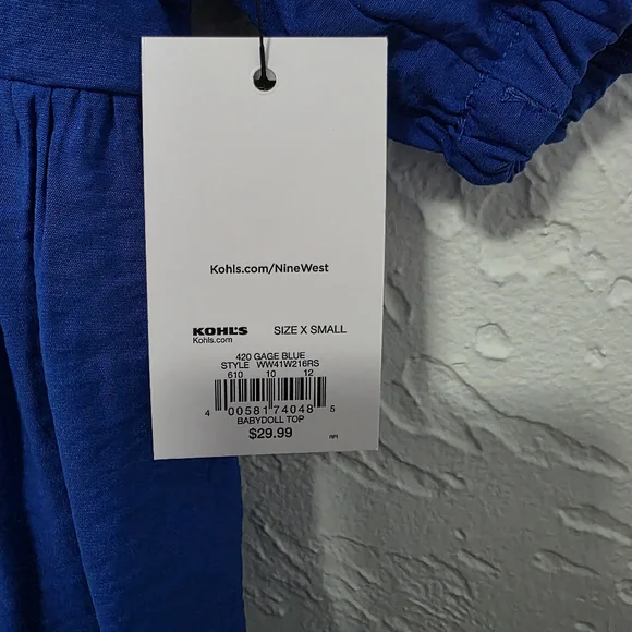 Nine West Blue Babydoll Top - Picture 4 of 9